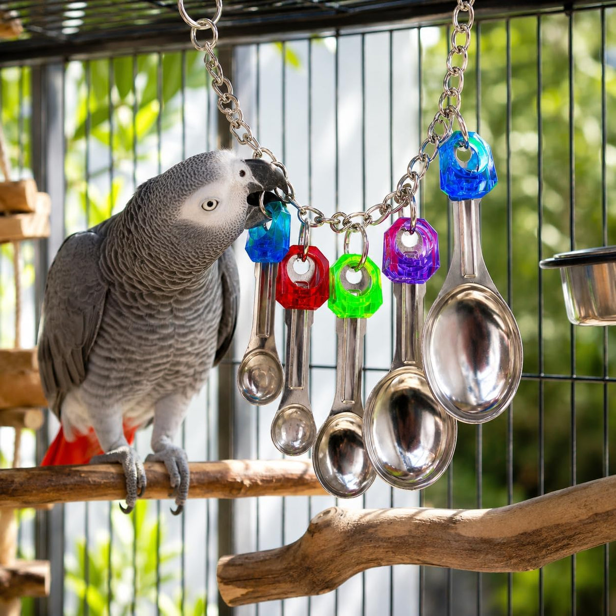 1969 Spoon Delight Bird Toy Parrot Cage Toys Cages African Grey Amazon Conure