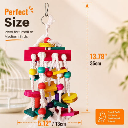 Bird Chewing Toy - Parrot Cage Bite Toys Wooden Block Bird Parrot Toys for Small and Medium Parrots and Birds