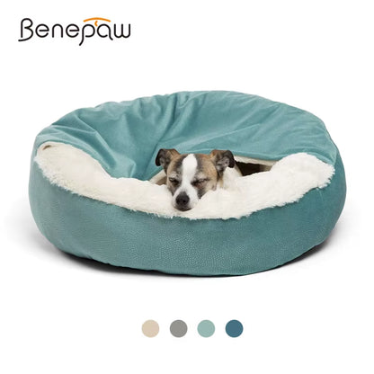 Orthopedic Dog Bed with Hooded Blanket Winter Warm Waterproof Dirt Resistant Cat Puppy House Cuddler Machine Washable
