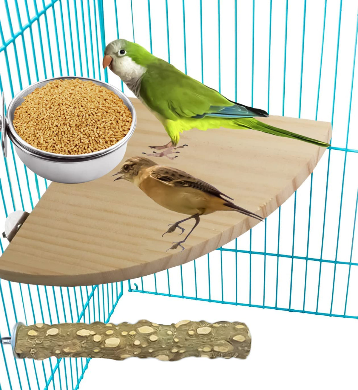 3 Pieces Stainless Steel Bird Feeding Dish Cups, Bird Feeder Parrot Food Water Bowls with Clamp, Pet Cage Cups Holder for Bird Parrot Cockatiel Conure Budgies Parakeet Small Animal