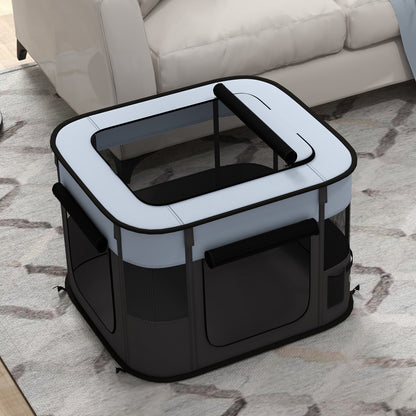 Pawhut Portable Dog Pen for Puppies, Rabbits, Kittens, Guinea Pigs - Grey