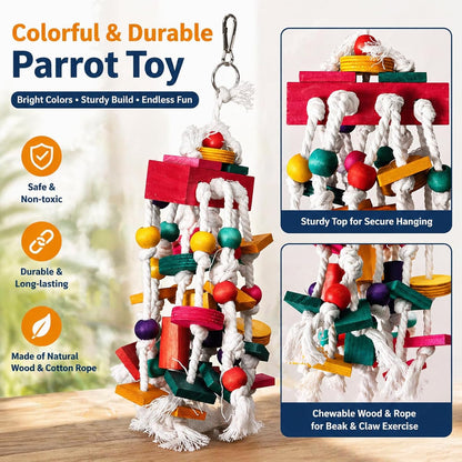 Bird Chewing Toy - Parrot Cage Bite Toys Wooden Block Bird Parrot Toys for Small and Medium Parrots and Birds