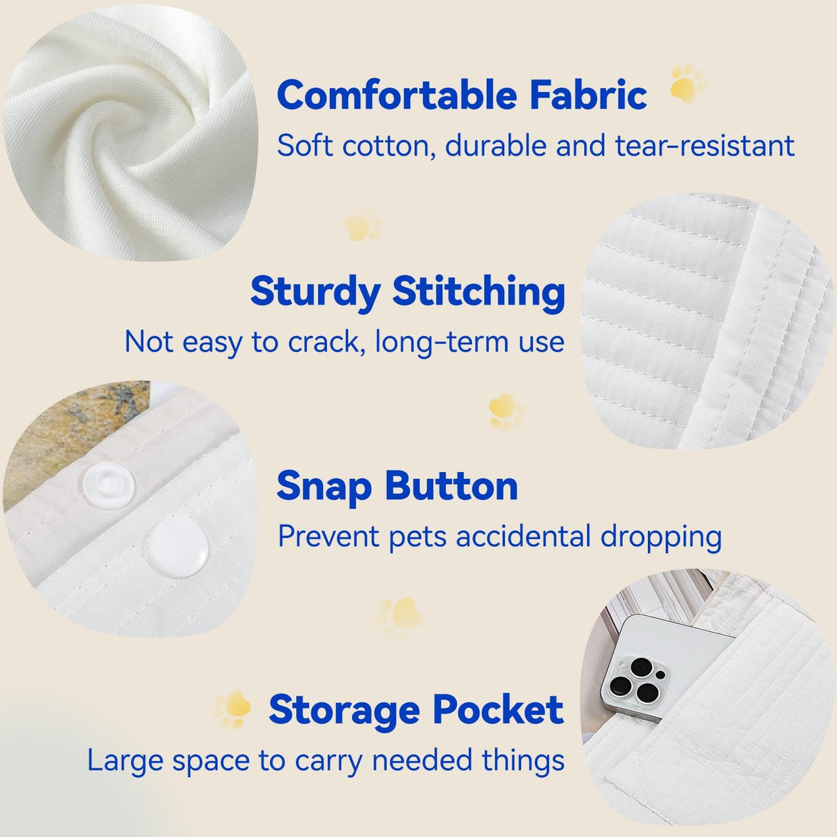 Shoulder Bag for Small Dogs, Shoulder Bag for Dogs under 4.5 Kg with Wider Shoulder Strap for Walking the Dog Travel IR Shopping, Carrier Bag for Puppies Cats, White