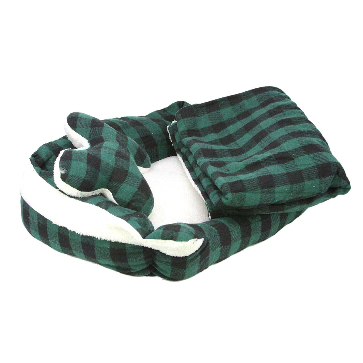 Pet Dog Bed Puppy Soft Warm Cushion Nest Basket Bed Blanket Toy Checked Medium