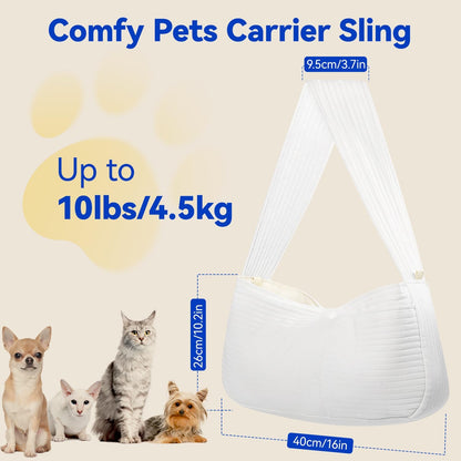 Shoulder Bag for Small Dogs, Shoulder Bag for Dogs under 4.5 Kg with Wider Shoulder Strap for Walking the Dog Travel IR Shopping, Carrier Bag for Puppies Cats, White