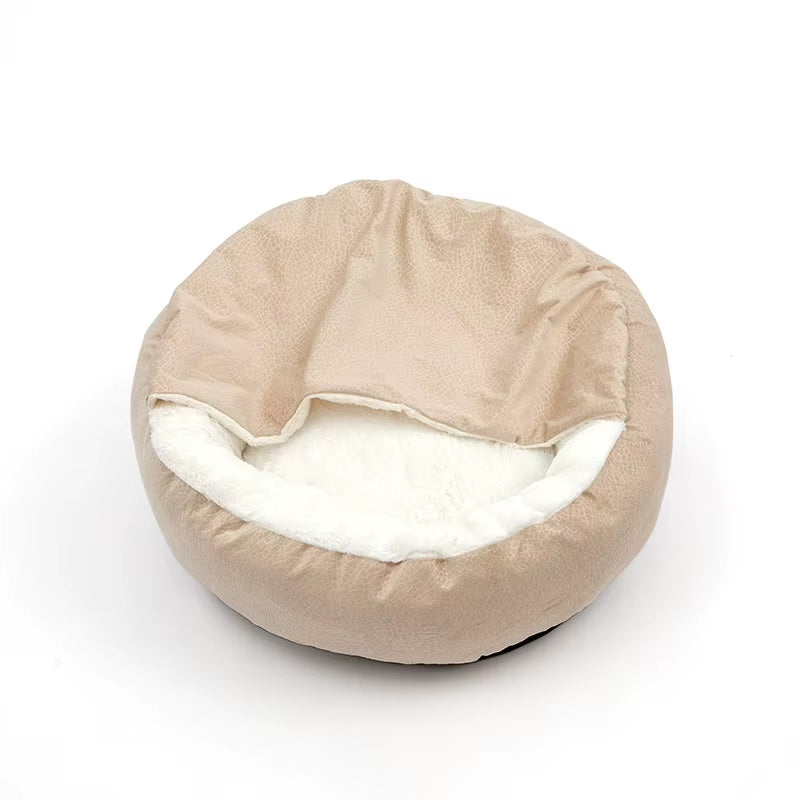 Orthopedic Dog Bed with Hooded Blanket Winter Warm Waterproof Dirt Resistant Cat Puppy House Cuddler Machine Washable