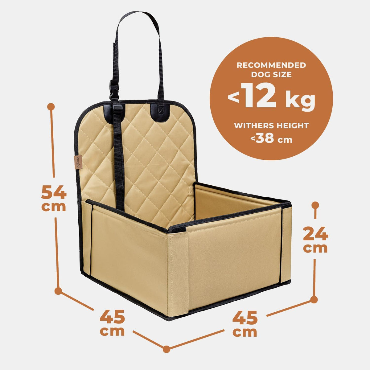 Extra Stable Dog Car Seat | with Safety Belt | Small Dogs up to 12 Kg