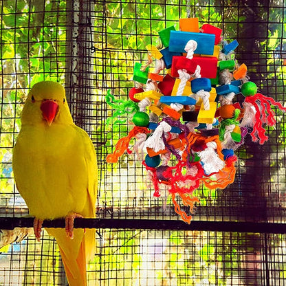 Bird Chewing Toy - Parrot Cage Bite Toys Wooden Block Bird Parrot Toys for Small and Medium Parrots and Birds