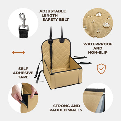 Extra Stable Dog Car Seat | with Safety Belt | Small Dogs up to 12 Kg